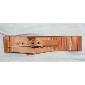 Rough Roses Tan Brown Genuine Leather Wide Cinch Waist Belt Renaissance Faire